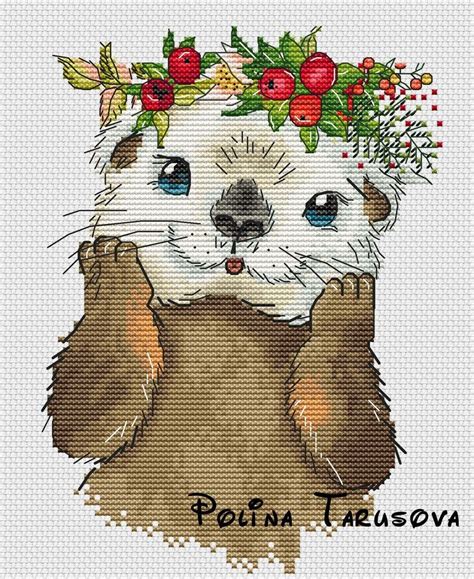 (no layaway) crown jewel diamond painting canvases cross stitch, cross stitch patterns, counted cross stitch, christmas stockings, counted cross stitch chart, counted cross stitch designs, cross stitching, patterns, cross stitch art, cross stitch books. Christmas otter otter forest watercoloranimal cute | Etsy ...