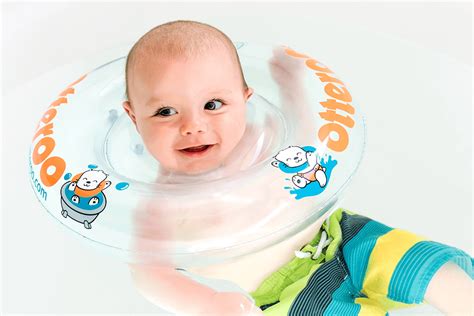 Our new baby's first time using the baby neck float (infant floating ring) he seemed to love it and be very relaxed. Baby Neck Float | Otteroo Bath and Pool Toy