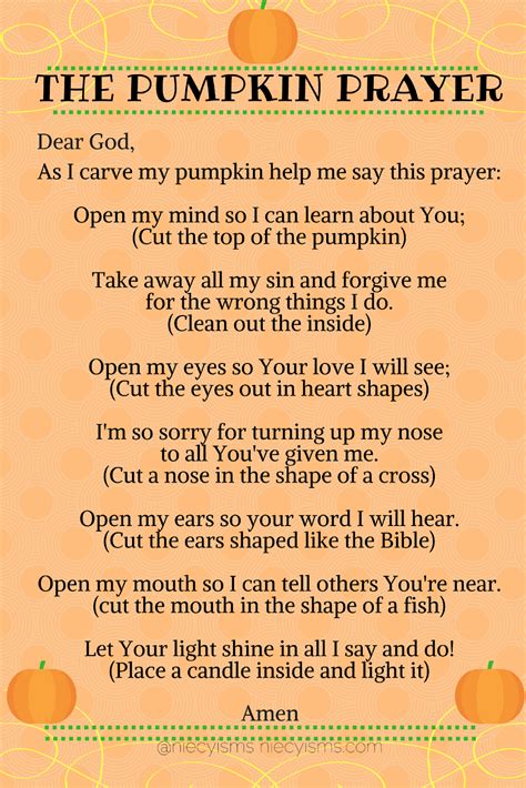 Pumpkin Prayer Printable Printable World Holiday
