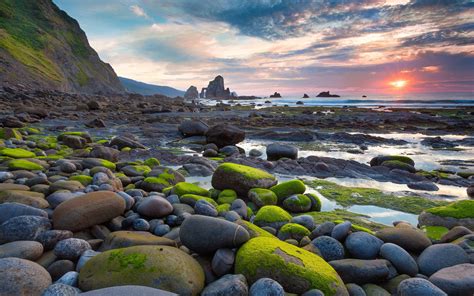 Wallpaper Landscape Sunset Sea Bay Rock Nature Shore Stones