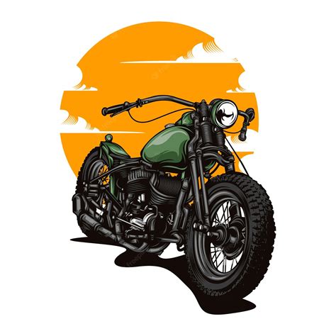 Premium Vector Retro Motorcycle Illustration With Solid Color