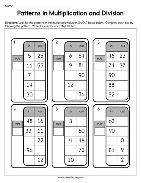 Multiplication Pattern Worksheets