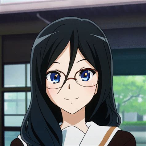 Anime Girl With Black Hair And Glasses Aesthetic