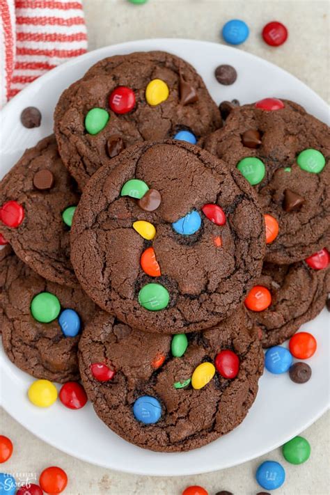 These Chocolate Mandm Cookies Have Soft Centers Chewy Edges