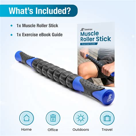 Beenax Muscle Therapy Massage Stick 360° Tension Reduction Ridged Gears For Trigger Points