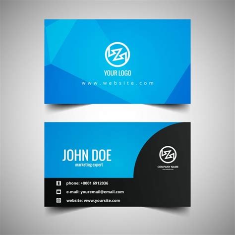 Free Vector Blue Business Card In Polygonal Style