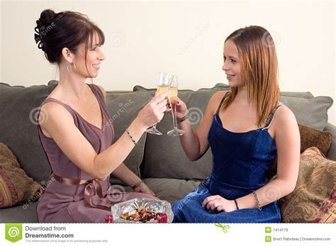 Mother Daughter Toast Stock Image Image Of Christmas