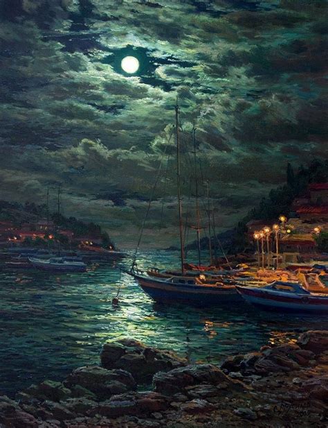 Pin By Adnas Anon On Artă Landscape Paintings Moonlight Painting