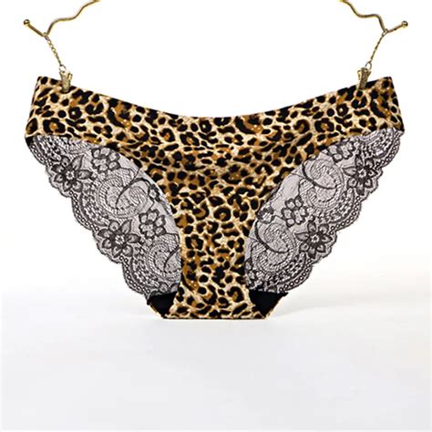 Buy Womens Sexy Lace Leopard Print Pantie Seamless Underwear Briefs Silk For