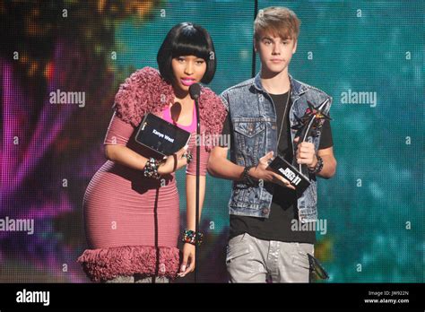 Nicki Minaj And Justin Bieber At The Bet Awards 11 Show Held At The