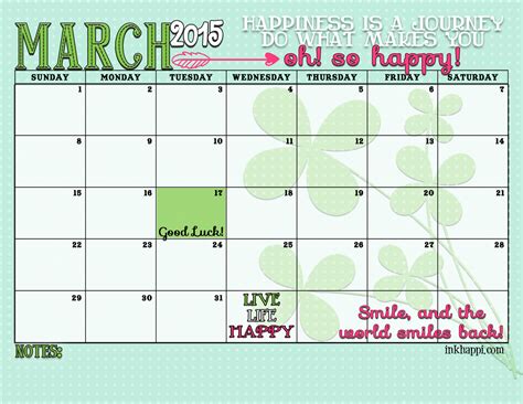 March 2015 Calendar And Print Inkhappi