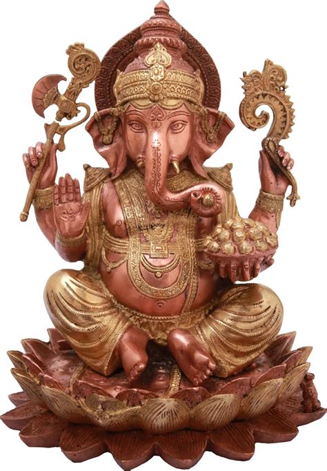 Lord Ganesha Seated On Lotus