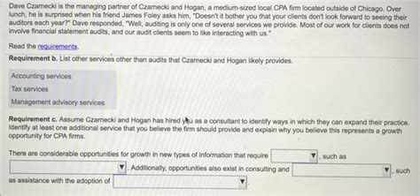 Leading internal audit firm malaysia. Solved: Dave Czamecki Is The Managing Partner Of Czamecki ...