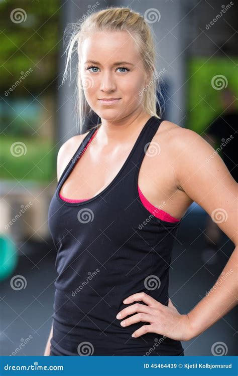 blonde woman in workout outfit at the fitness gym stock image image of caucasian blonde 45464439