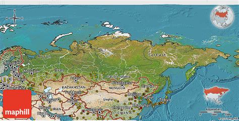 From simple political maps to detailed map of russia. Satellite 3D Map of Russia