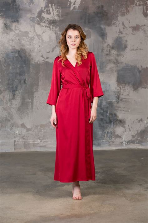 Red Robe Red Kimono Robes For Bridesmaids Long Robe Bridal Etsy