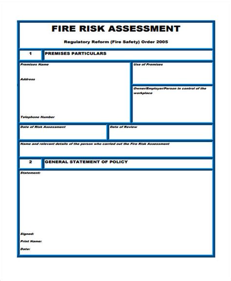 Blank Fire Risk Assessment Form Grl Landlord Associat Vrogue Co
