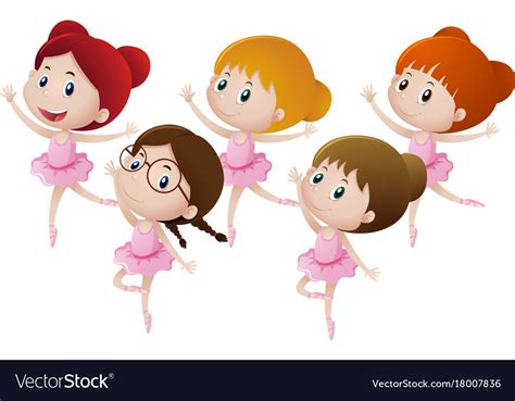 Five Kids Dancing Ballet Royalty Free Vector Image