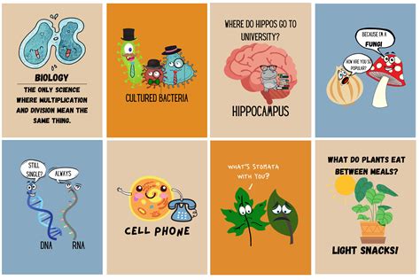 Biology Puns Set Of 8 Printable Posters Funny Science Etsy