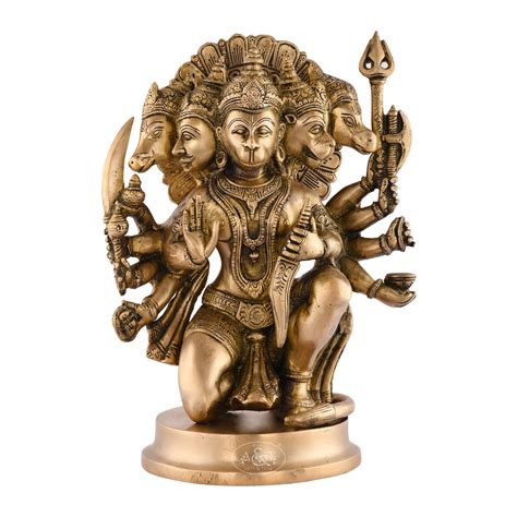 Brass Panchamukhi Hanuman Idol Statue Rani Arts And Teak Rani Arts And Teak