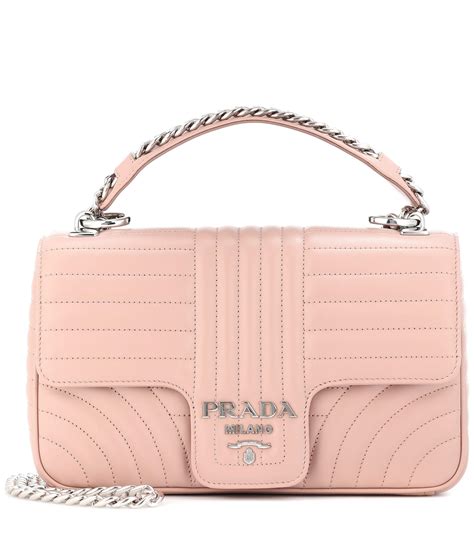 Prada Diagramme Medium Leather Shoulder Bag In Pink Lyst Uk