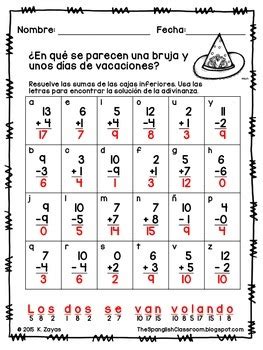 Over 100,000 spanish translations of english words and phrases. Freebie! Addition and Subtraction Halloween Riddles in Spanish | TpT