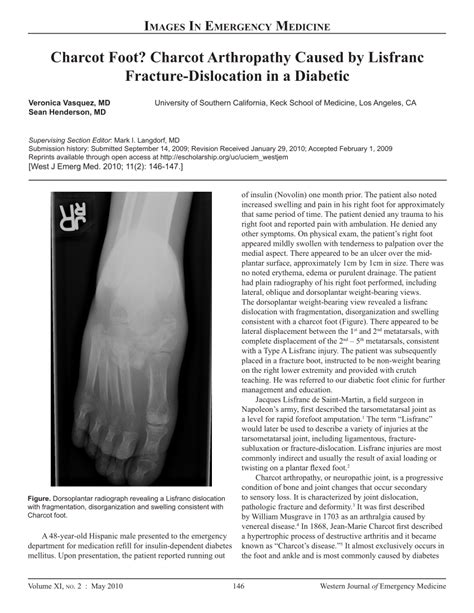 Pdf Charcot Foot Charcot Arthropathy Caused By Lisfranc Fracture