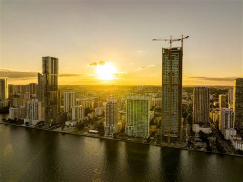 Edgewater Miami Sunset Buildings Under Construction Editorial