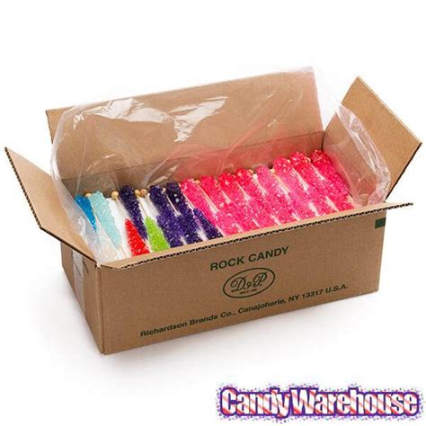 Rock Candy Crystal Sticks Assortment Unwrapped 120 Piece Box Candy