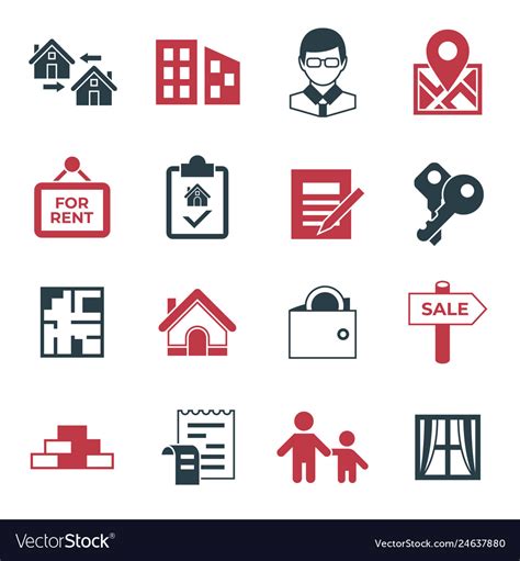 Real Estate And Housing Property Icons Royalty Free Vector