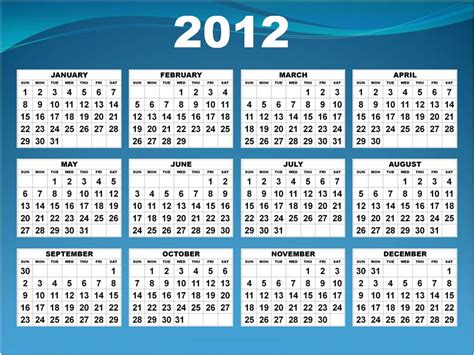 2012 Print Calendar With Holidays