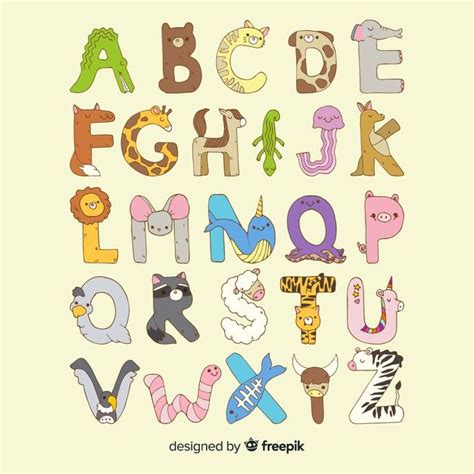 Free Vector Flat Design Of Animal Alphabet Animal Alphabet Vector