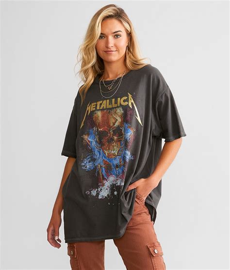 Metallica Oversized Band T Shirt Womens T Shirts In Washed Black