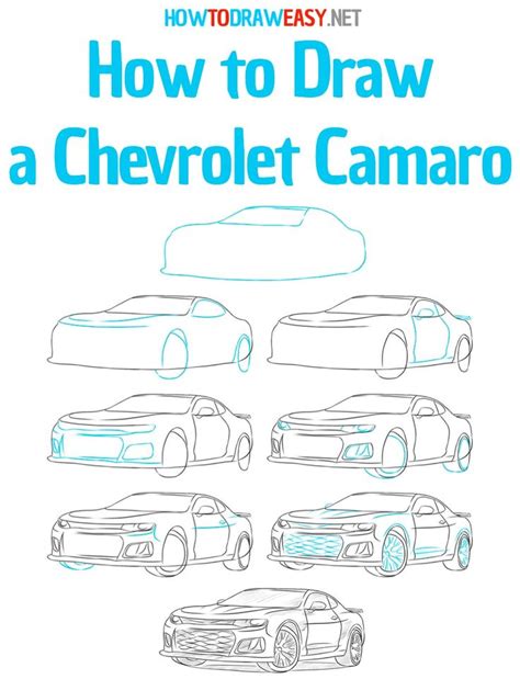 How To Draw A Chevrolet Camaro Step By Step Chevrolet Camaro Camaro