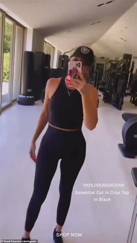 khloe kardashian shows off her incredibly toned figure in a good american crop top and leggings