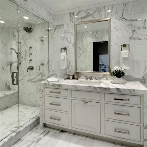 Stunning Marble Bathrooms With Silver Fixtures