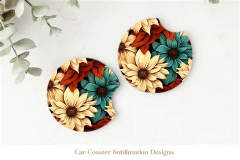 Sunflower Car Coasters Boho Flower Car Coaster Designs