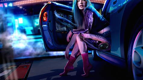 1920x1080 Cyberpunk Girl With Car4k Laptop Full Hd 1080p Hd 4k