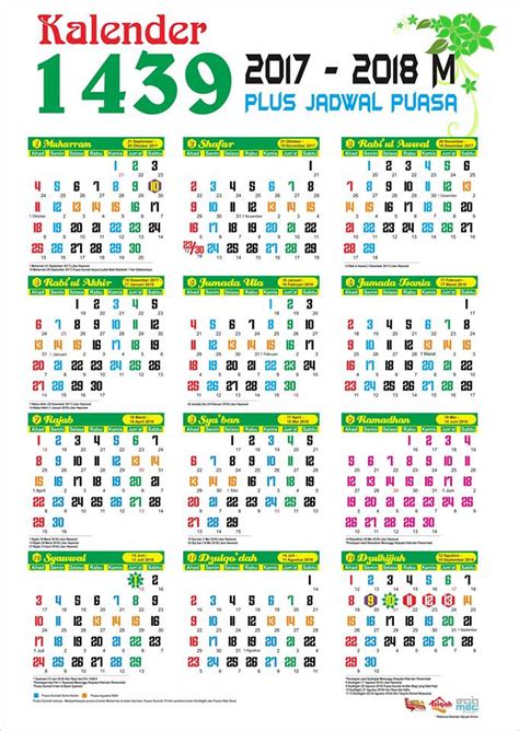 Download Kalender Islam 1439 H 2017 2018 M Dengan Jadwal Puasa Pdf