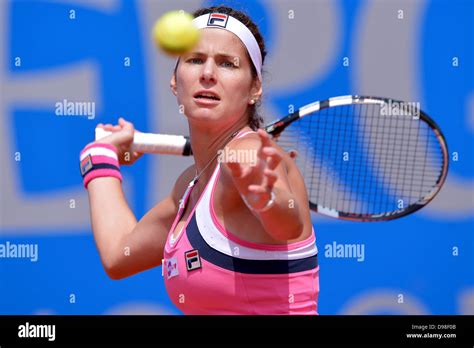 German Professional Tennis Player Julia Goerges Returns The Ball During