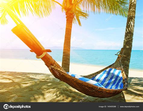 Beautiful Sea Tropical Beach Hammock Palm Tree Poster Ph
