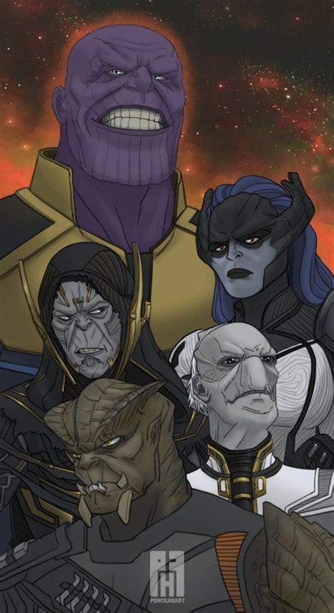 Thanos And The Black Order By Pencilhead7 Marvel Comics Art Black