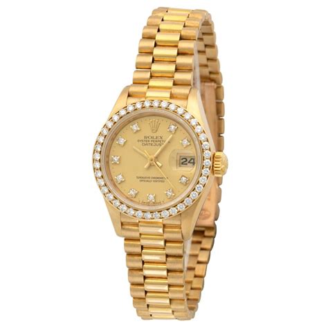Rolex Pre Owned Rolex Datejust Diamond Gold Tone Dial Ladies Watch