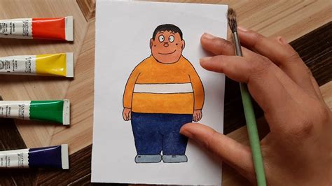How To Draw Gian From Doraemon Step By Step Drawing Easy Gian