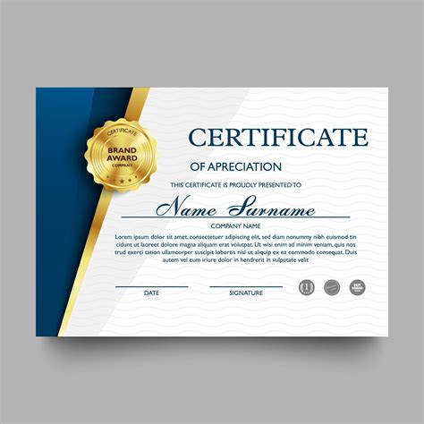 certificado de plantilla de reconocimiento con lujo y patrón moderno diploma ilustración