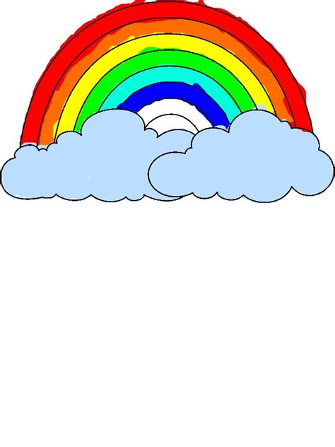 A Simple Drawing Of Rainbow Behind The Cloud Coloring Page Download