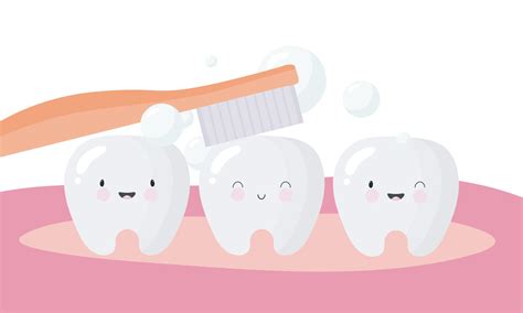 poster about dental hygiene in cartoon style the illustration shows funny teeth and the