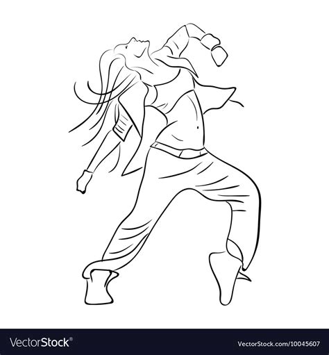 Hip Hop Dancer Contour Sketch Royalty Free Vector Image