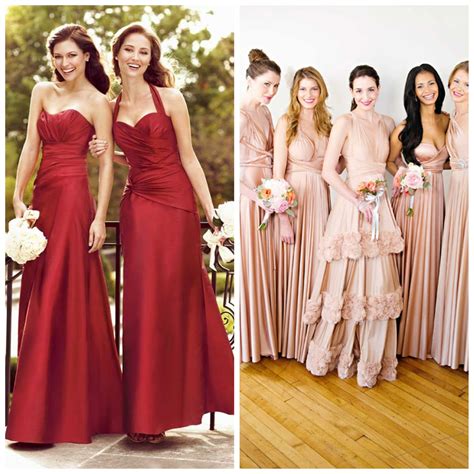 Bridesmaid Dresses With The Same Color And Bottom Design But Different