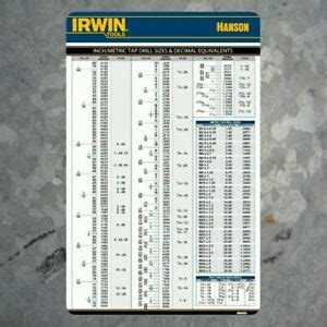 Home > shop by brand > irwin industrial tools > irwin taps, dies and sets > irwin tap and die combination sets. Irwin Tap and die set hanson drill size chart card with ...